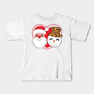 Double Christmas Santa Snowman Cute 2 Kids T-Shirt